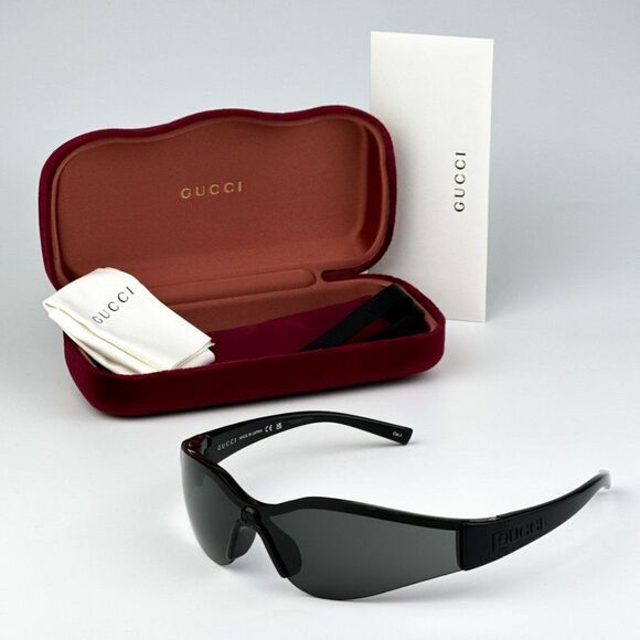 NEW Gucci GG1651S 001 Black Grey Unisex Mask Sunglasses GG 1651S - Picture 9 of 10